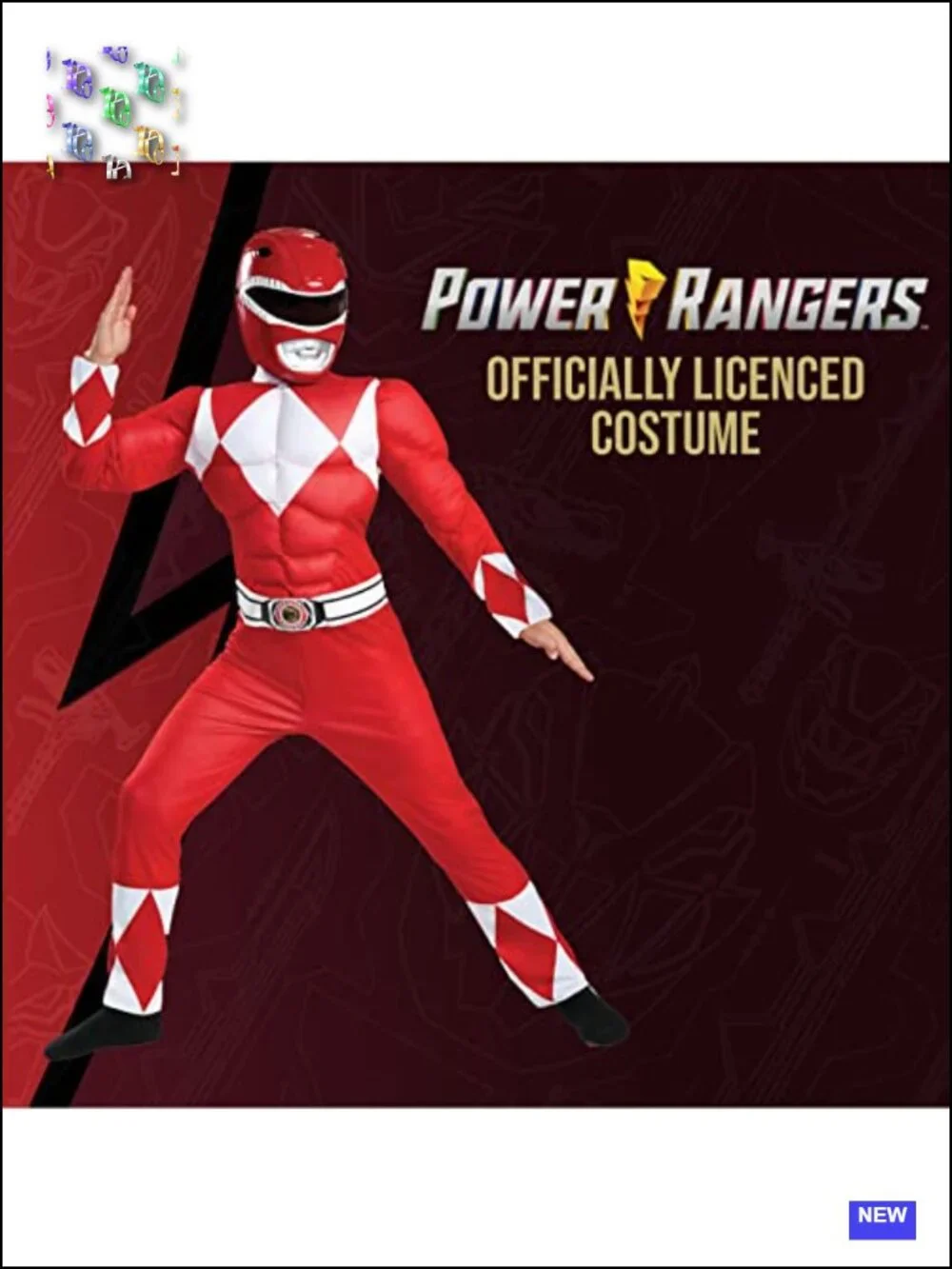 Officially Licensed Red Ranger Muscle Costume with Mask Kids Halloween Cosplay
